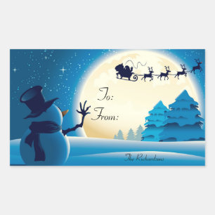 Weihnachtskleber/Schneemann, Weihnachtsmann und Sc Rechteckiger Aufkleber