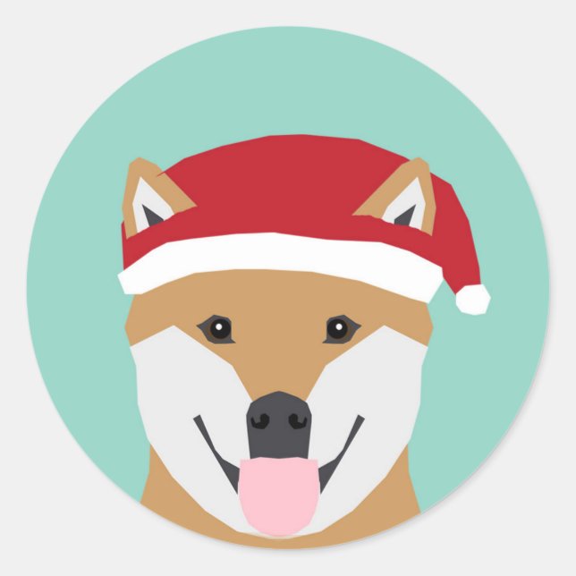 Weihnachtskleber - Shiba Inu Weihnachten Runder Aufkleber (Vorderseite)