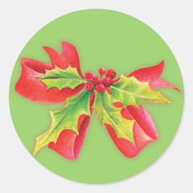 Weihnachtskleber und Bugwasserfarben Runder Aufkleber (Vorderseite)