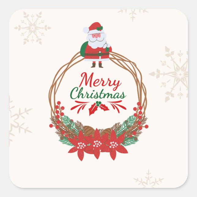 Weihnachtskleber und -marken quadratischer aufkleber (Vorderseite)