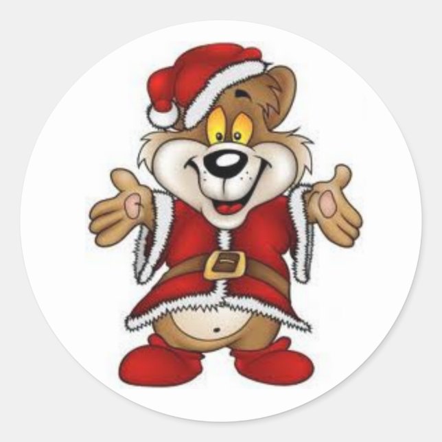 Weihnachtskleber/Weihnachtsbär Runder Aufkleber (Vorderseite)