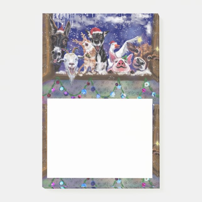 Weihnachtsklebrige Notizen Funny Farm Animal Party (Vorderseite)