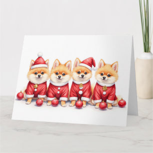 Weihnachtskleid für Pomeranian mit Santa-Hut Karte