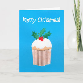 Weihnachtskleiner kuchen mit Stechpalme Feiertagskarte