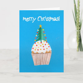 Weihnachtskleiner kuchen mit Weihnachtsbaum Feiertagskarte