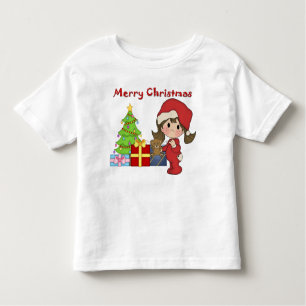 Weihnachtskleinkind-Mädchen-Kleinkind-lange Hülse Kleinkind T-shirt
