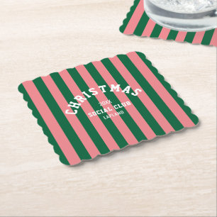 Weihnachtsklub Grüne Pink Candy Streifen Untersetzer