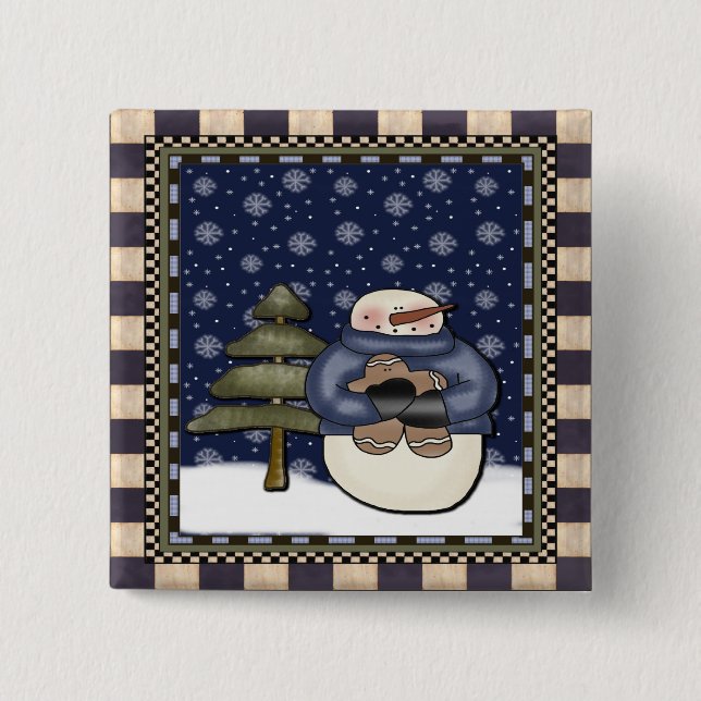 Weihnachtsknopf - Schneemann und Plätzchen Button (Vorderseite)