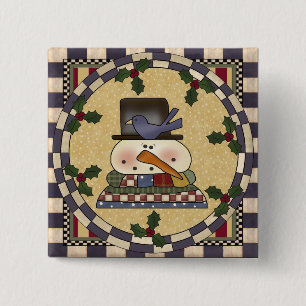 Weihnachtsknopf - Winter-Schneemann Button