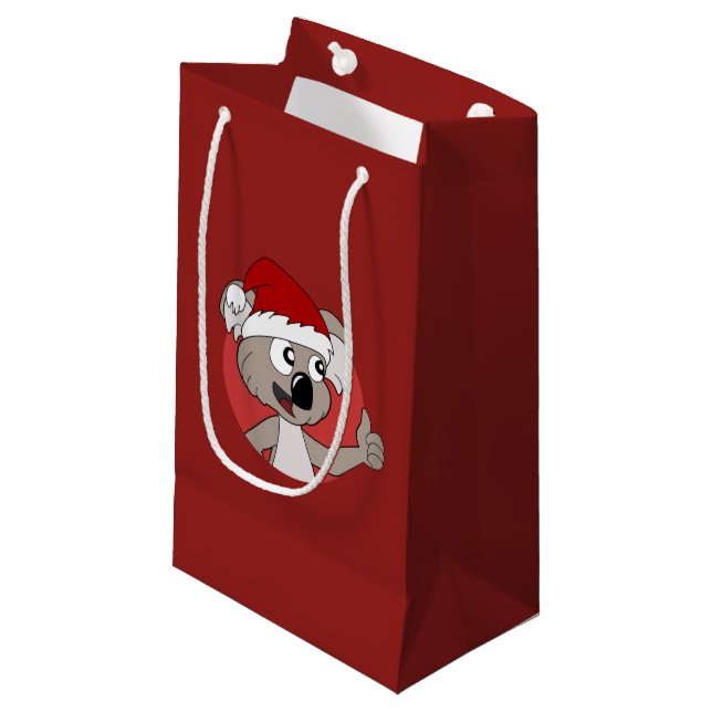 Weihnachtskoala-Cartoon Kleine Geschenktüte (Vorderseite Schrägansicht)
