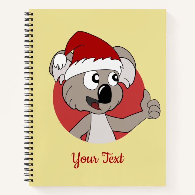 Weihnachtskoala-Cartoon Notizbuch (Vorderseite)