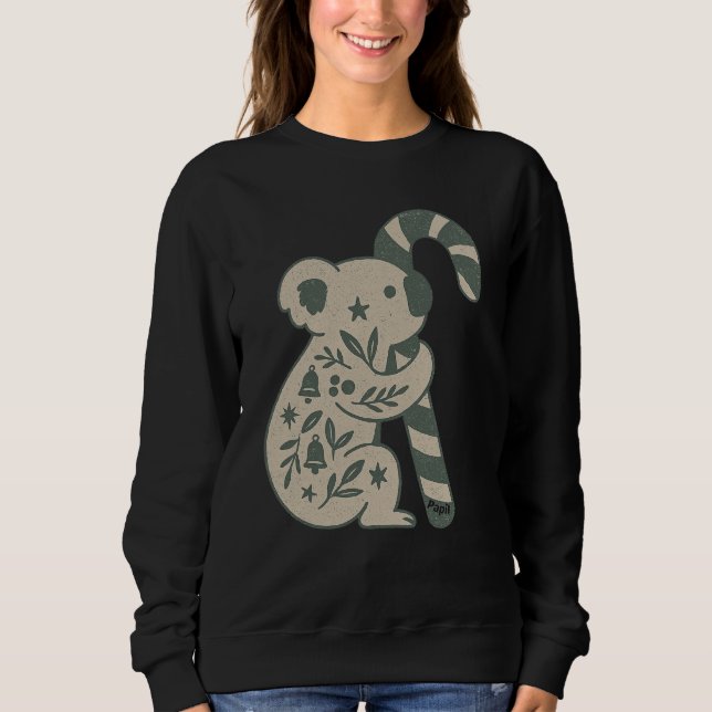 Weihnachtskoala mit Lebkuchenstab-Pullover Sweatshirt (Vorderseite)