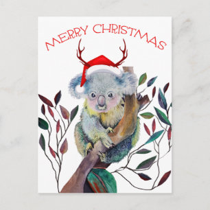 Weihnachtskoala mit Santa-Hut Postkarte