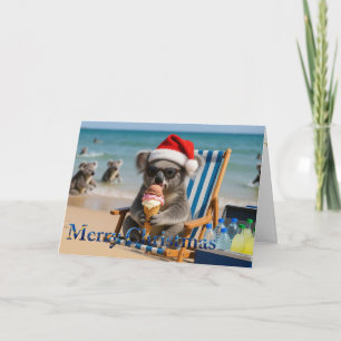 Weihnachtskoala mit Santa-Hut Sommerferien Feiertagskarte