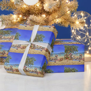 Weihnachtskoalas am Strand Geschenkpapier