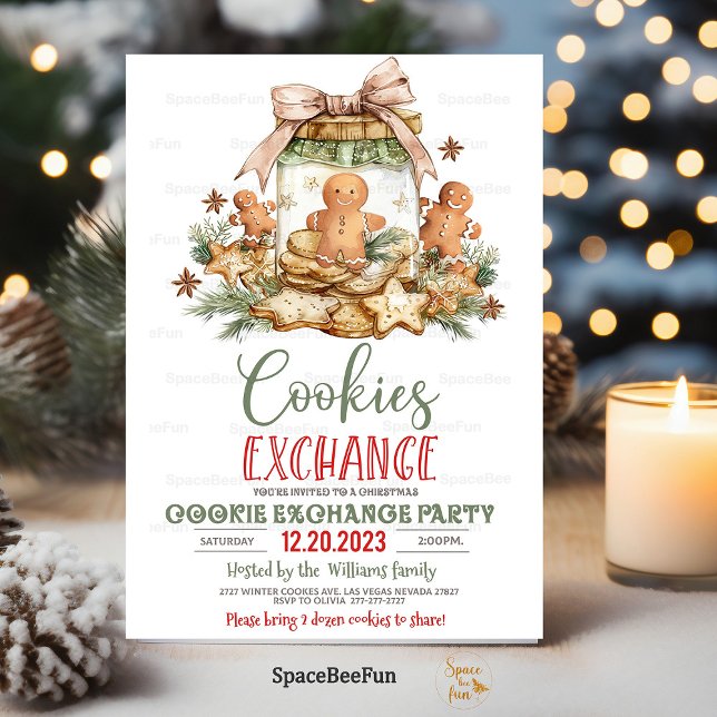 Weihnachtskochtausch Einladung Holiday Cook (Christmas cookie,exchange invitation,Template digital,Holiday cookie,exchange party,Personalize,Cook)