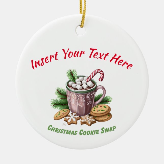 Weihnachtskochtausch - Hot Cocoa Design Keramik Ornament (Vorne)