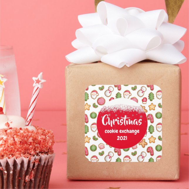 Weihnachtskochtausch Quadratischer Aufkleber (Party)