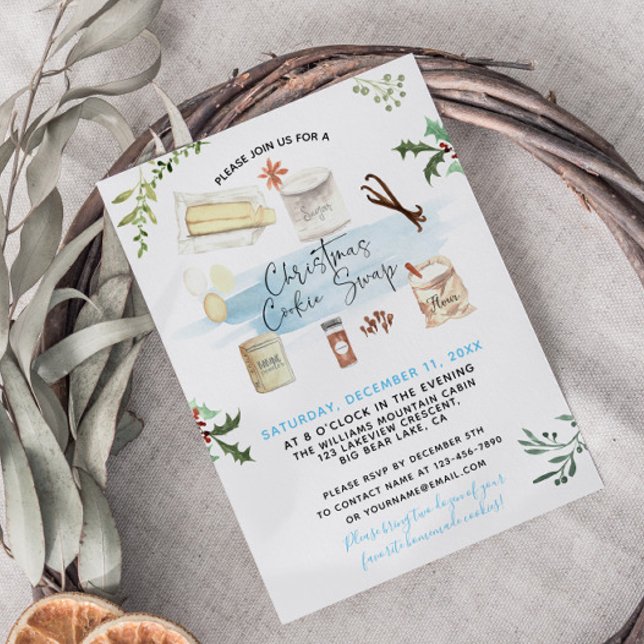 Weihnachtskochtausch - Selbstgebackene Cookies - E Einladung (Host a sweet holiday gathering with this charming cookie swap invite! Festive fun and treats await!)