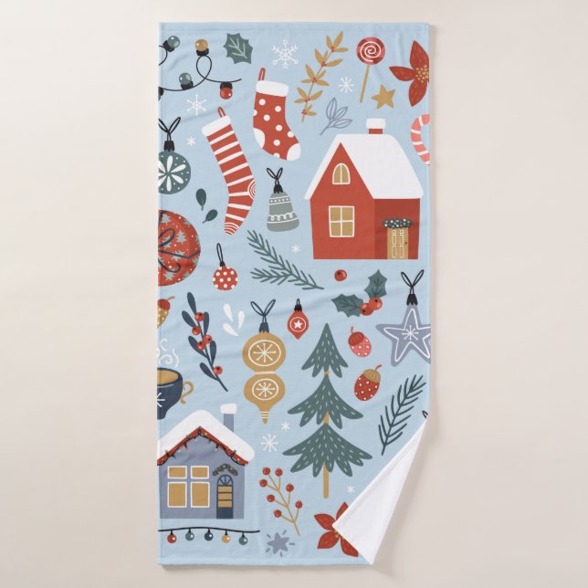 Weihnachtskollektion dekorativer Winterelemente Badehandtuch (Badehandtuch)