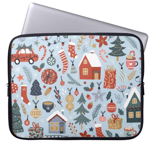 Weihnachtskollektion dekorativer Winterelemente Laptopschutzhülle (Vorderseite)