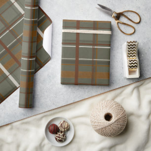Weihnachtskollektion   Karos Grün, Creme, Beige Geschenkpapier