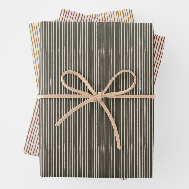 Weihnachtskollektion | Streifen grün, rot, Gold Geschenkpapier Set (Beispiel)