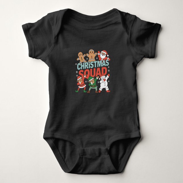 Weihnachtskommad Santa Dabbing Elf Familie Matchin Baby Strampler (Vorderseite)