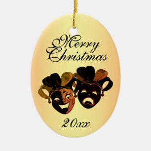 Weihnachtskomödie und die Masken des Tragedy Theat Keramik Ornament