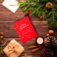 Weihnachtskonfetti goldene Sterne grün rot Postkar