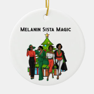 Weihnachtskönigin Melanin Sista Black Girl Magic F Keramik Ornament