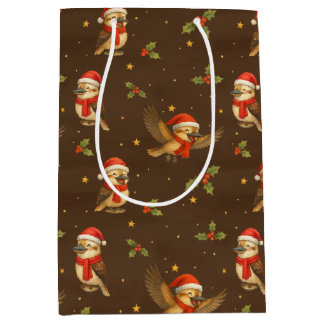 Weihnachtskookaburra Watercolor-Geschenktasche Mittlere Geschenktüte
