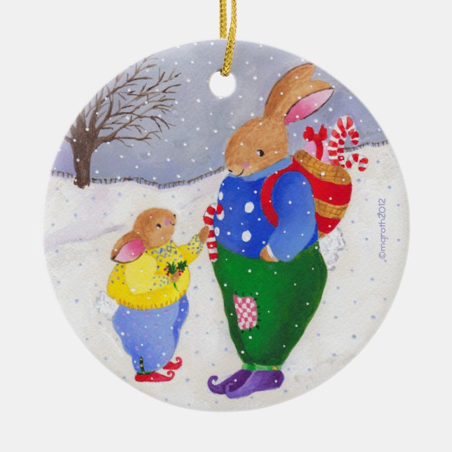 Weihnachtskorbschmuck Keramik Ornament (Vorne)