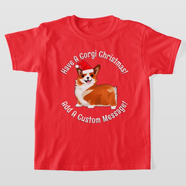 Weihnachtskorgi Hund mit Weihnachtsmannmütze T - S T-Shirt (Ablage )