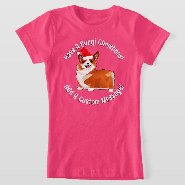 Weihnachtskorgi Hund mit Weihnachtsmannmütze T - S T-Shirt (Ablage )