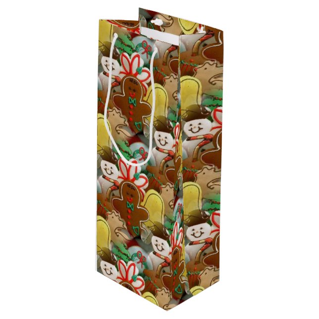 Weihnachtskost Pattern Weinbeutel Geschenktüte Für Weinflaschen (Vorderseite Schrägansicht)