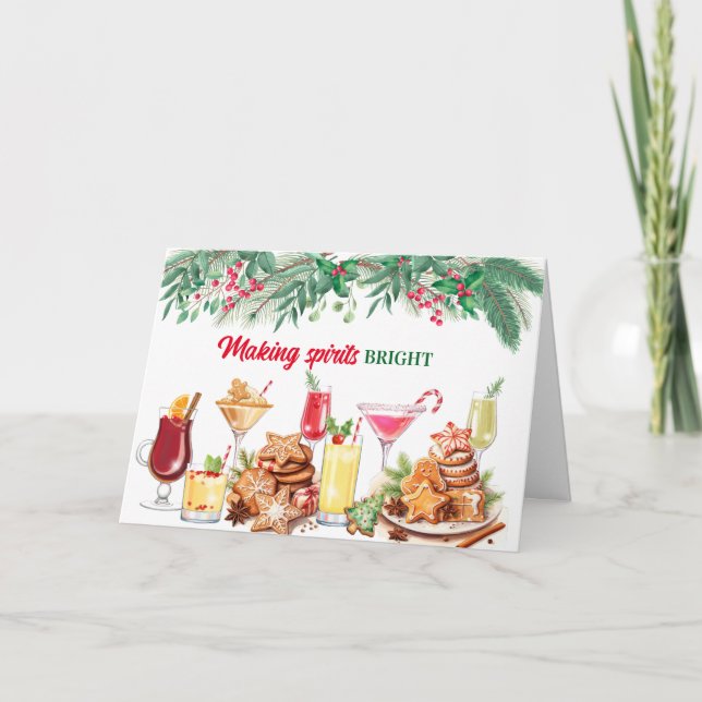 Weihnachtskost und Cocktails Feierabend Dankeskarte (Vorderseite)