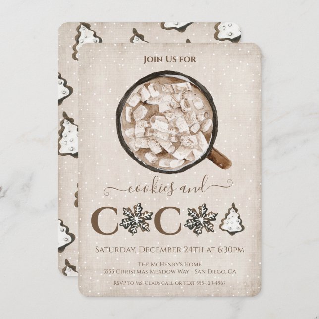Weihnachtskost und Kakaofeier Einladung (Vorne/Hinten)
