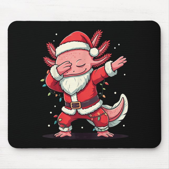 Weihnachtskostüm Dabbing Axolotl Xmas Licht Mousepad (Vorne)