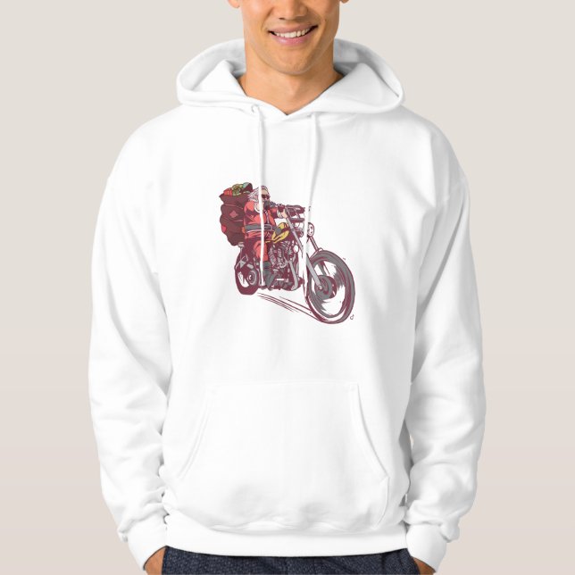 Weihnachtskostüm für Biker Einladung Hoodie (Vorderseite)