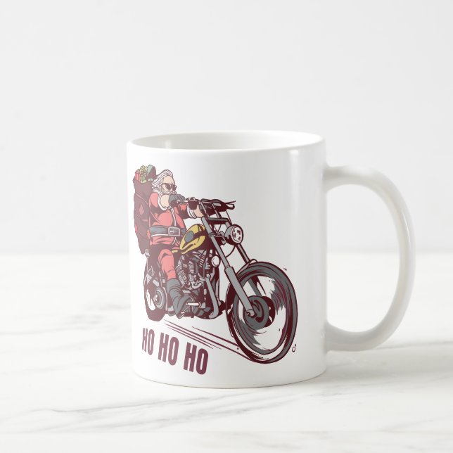 Weihnachtskostüm für Biker Einladung Kaffeetasse (Rechts)