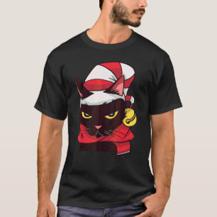 Weihnachtskostüm Hut Schal wütende Katzen T-Shirt