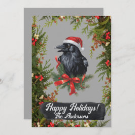Weihnachtskrähe 6, Happy Holidays, Weihnachtskarte Einladung