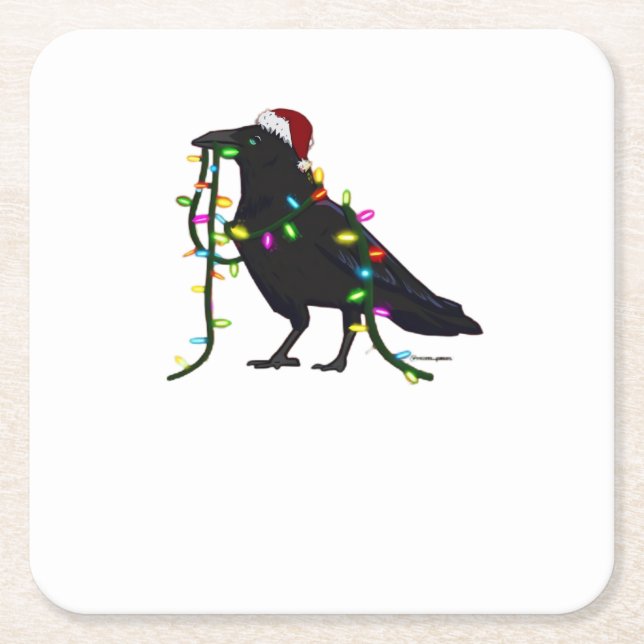 Weihnachtskrähe Die Zeit Ist Da Rechteckiger Pappuntersetzer (Vorderseite)