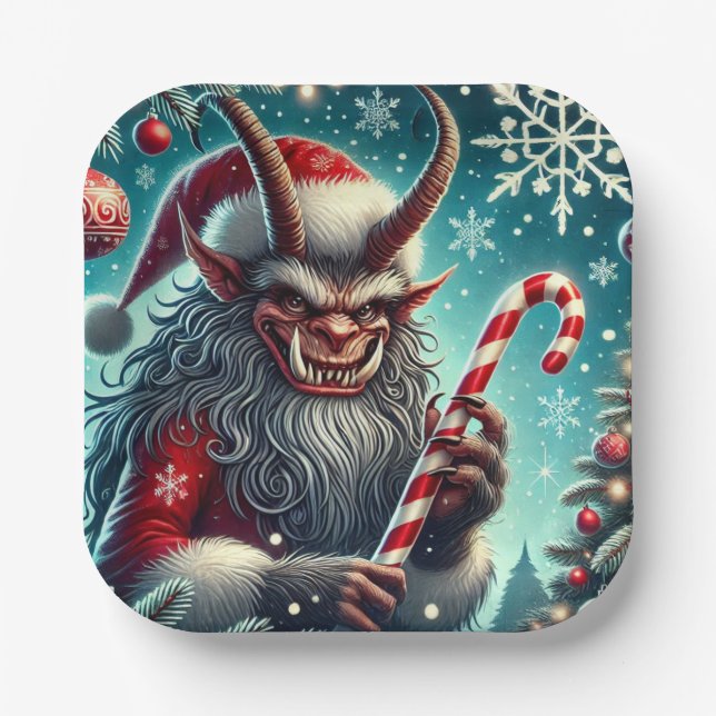 WeihnachtsKrampus Pappteller (Vorderseite)