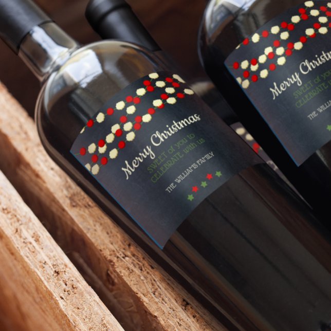 Weihnachtskranke und Popcorn Rustikale Halbpension Weinetikett (Von Creator hochgeladen)