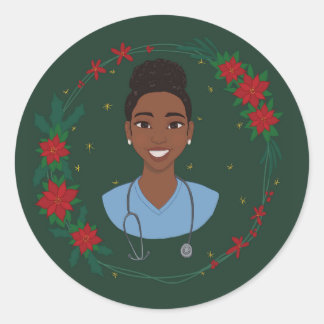 Weihnachtskrankenschwester-Aufkleber, personalisie Runder Aufkleber