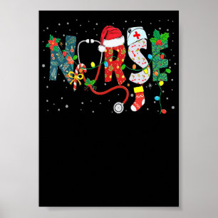 Weihnachtskrankenschwester Pflege Gesundheitsarbei Poster