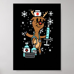Weihnachtskrankenschwester-Rentier Xmas Krankenpfl Poster