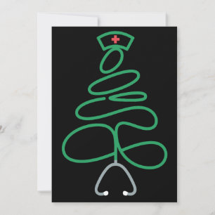 Weihnachtskrankenschwester Stethoskop Baum Weihnac Einladung